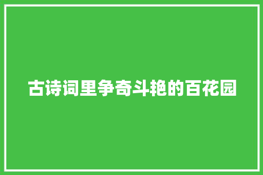 古诗词里争奇斗艳的百花园