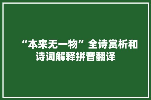 “本来无一物”全诗赏析和诗词解释拼音翻译