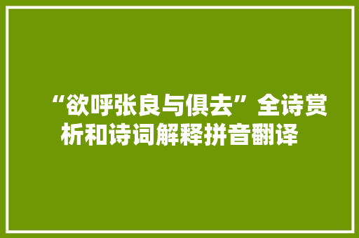 “欲呼张良与俱去”全诗赏析和诗词解释拼音翻译