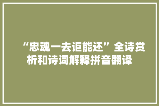 “忠魂一去讵能还”全诗赏析和诗词解释拼音翻译