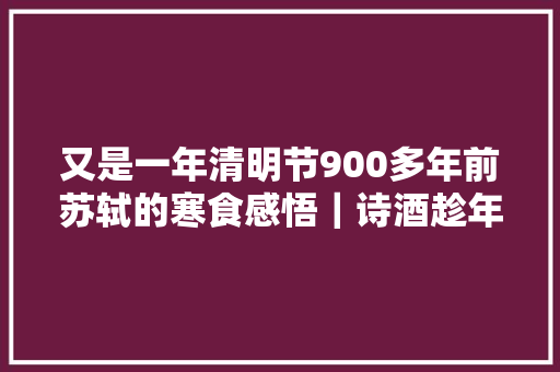 又是一年清明节900多年前苏轼的寒食感悟｜诗酒趁年光光阴