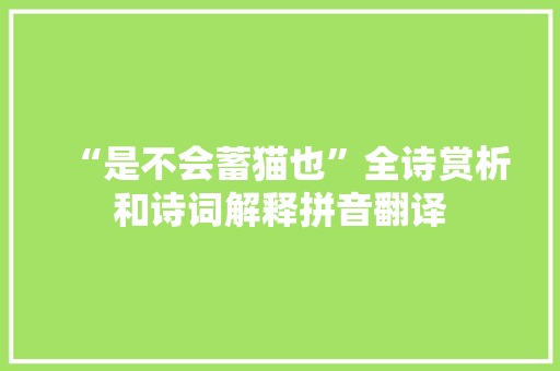 “是不会蓄猫也”全诗赏析和诗词解释拼音翻译