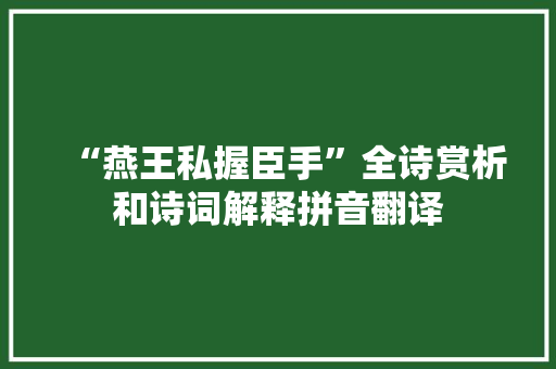 “燕王私握臣手”全诗赏析和诗词解释拼音翻译