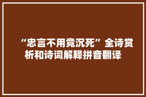 “忠言不用竟沉死”全诗赏析和诗词解释拼音翻译