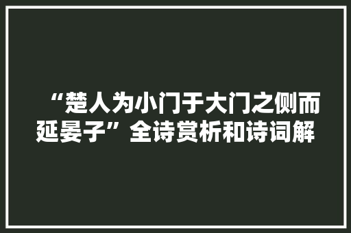 “楚人为小门于大门之侧而延晏子”全诗赏析和诗词解释拼音翻译