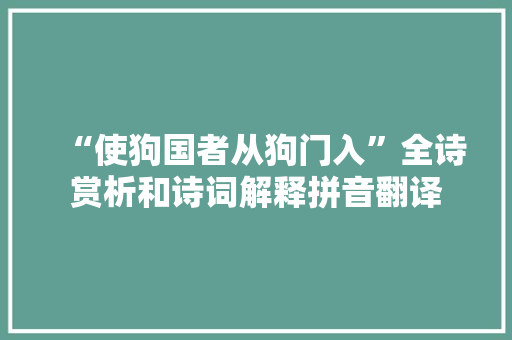 “使狗国者从狗门入”全诗赏析和诗词解释拼音翻译