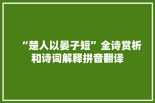 “楚人以晏子短”全诗赏析和诗词解释拼音翻译