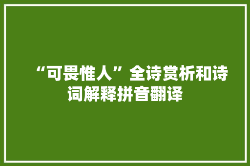 “可畏惟人”全诗赏析和诗词解释拼音翻译
