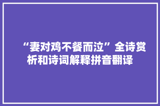 “妻对鸡不餐而泣”全诗赏析和诗词解释拼音翻译