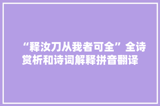 “释汝刀从我者可全”全诗赏析和诗词解释拼音翻译