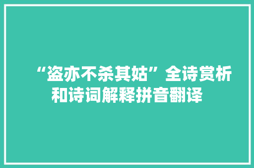 “盗亦不杀其姑”全诗赏析和诗词解释拼音翻译