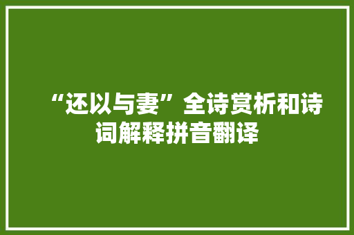 “还以与妻”全诗赏析和诗词解释拼音翻译