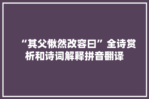 “其父愀然改容曰”全诗赏析和诗词解释拼音翻译