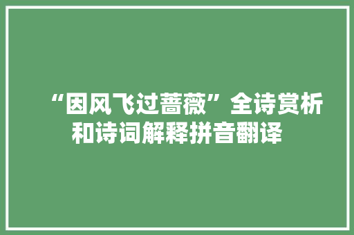 “因风飞过蔷薇”全诗赏析和诗词解释拼音翻译
