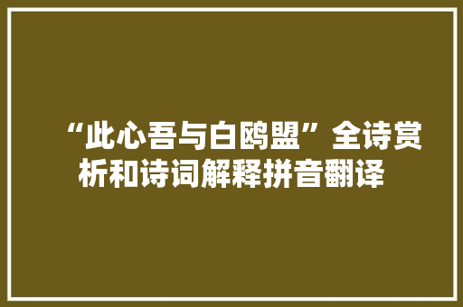 “此心吾与白鸥盟”全诗赏析和诗词解释拼音翻译