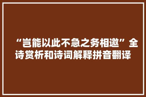 “岂能以此不急之务相邀”全诗赏析和诗词解释拼音翻译