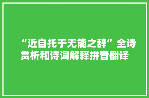 “近自托于无能之辞”全诗赏析和诗词解释拼音翻译