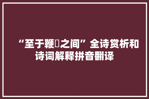 “至于鞭箠之间”全诗赏析和诗词解释拼音翻译
