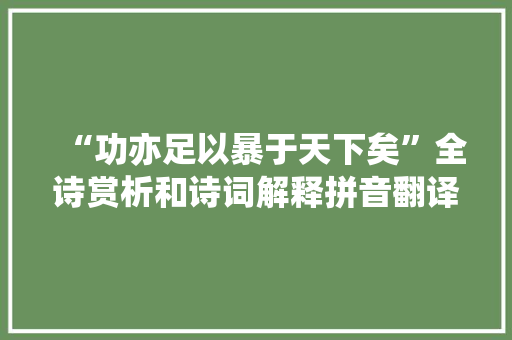 “功亦足以暴于天下矣”全诗赏析和诗词解释拼音翻译 “功亦足以暴于天下矣”全诗赏析和诗词解释拼音翻译