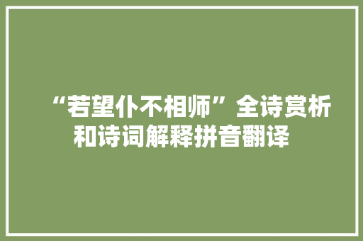 “若望仆不相师”全诗赏析和诗词解释拼音翻译