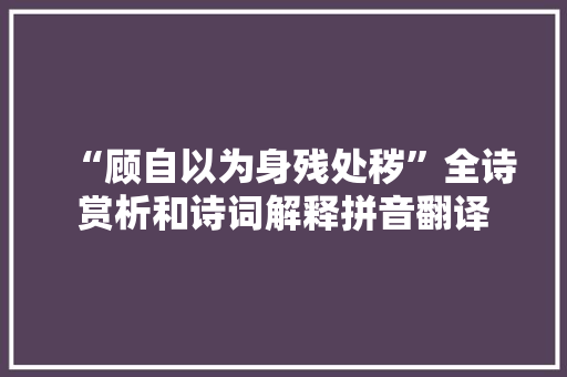 “顾自以为身残处秽”全诗赏析和诗词解释拼音翻译