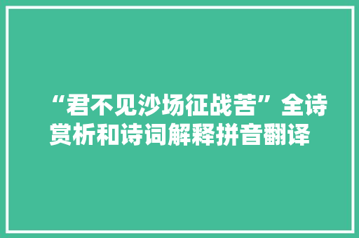 “君不见沙场征战苦”全诗赏析和诗词解释拼音翻译