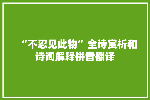 “不忍见此物”全诗赏析和诗词解释拼音翻译