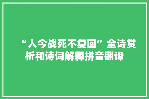 “人今战死不复回”全诗赏析和诗词解释拼音翻译
