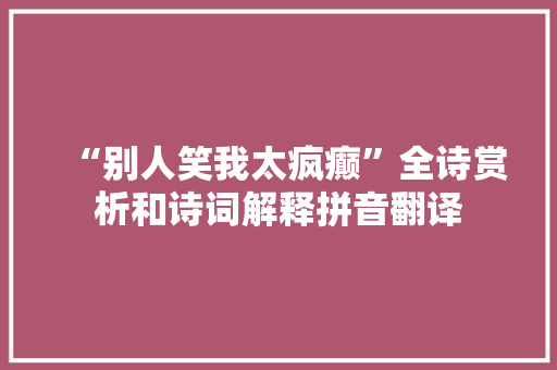 “别人笑我太疯癫”全诗赏析和诗词解释拼音翻译