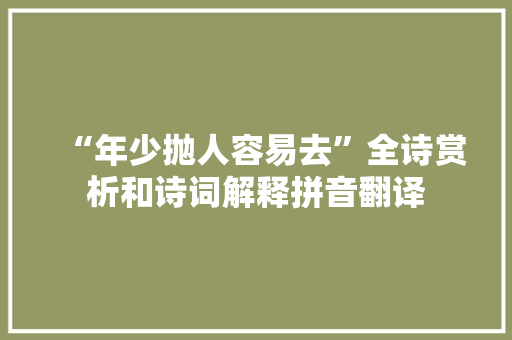 “年少抛人容易去”全诗赏析和诗词解释拼音翻译