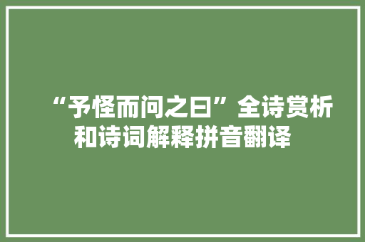 “予怪而问之曰”全诗赏析和诗词解释拼音翻译
