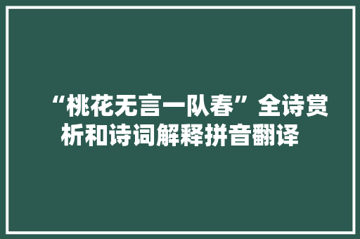 “桃花无言一队春”全诗赏析和诗词解释拼音翻译