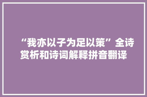 “我亦以子为足以策”全诗赏析和诗词解释拼音翻译