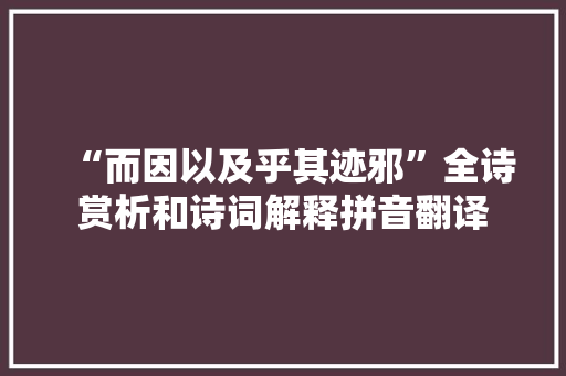 “而因以及乎其迹邪”全诗赏析和诗词解释拼音翻译