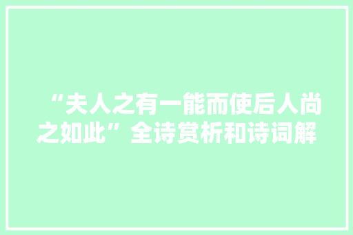 “夫人之有一能而使后人尚之如此”全诗赏析和诗词解释拼音翻译
