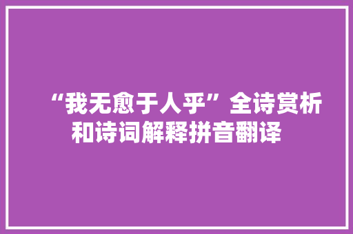 “我无愈于人乎”全诗赏析和诗词解释拼音翻译