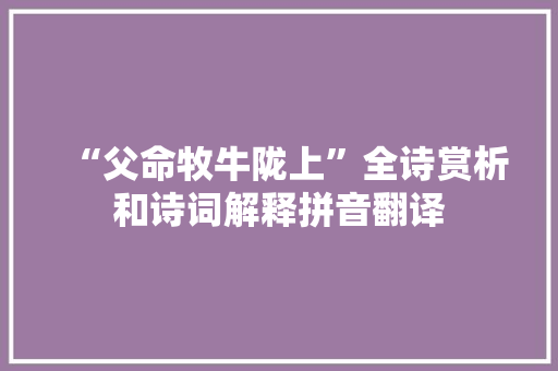 “父命牧牛陇上”全诗赏析和诗词解释拼音翻译