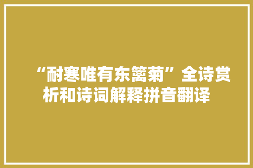 “耐寒唯有东篱菊”全诗赏析和诗词解释拼音翻译