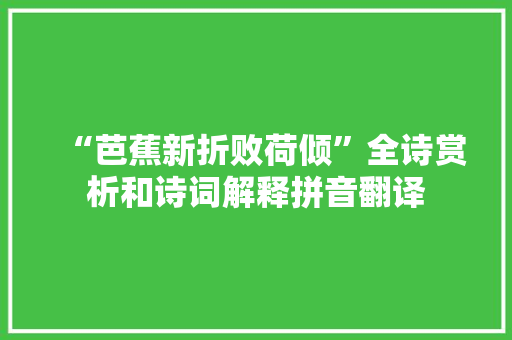 “芭蕉新折败荷倾”全诗赏析和诗词解释拼音翻译