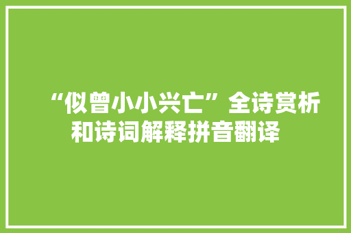 “似曾小小兴亡”全诗赏析和诗词解释拼音翻译