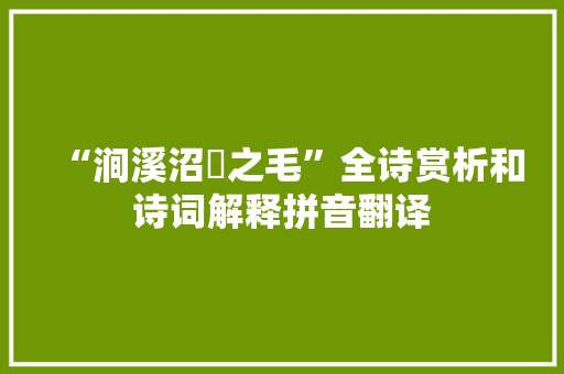 “涧溪沼沚之毛”全诗赏析和诗词解释拼音翻译