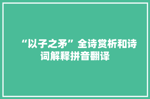 “以子之矛”全诗赏析和诗词解释拼音翻译 “以子之矛”全诗赏析和诗词解释拼音翻译