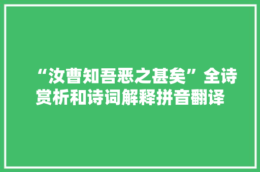 “汝曹知吾恶之甚矣”全诗赏析和诗词解释拼音翻译