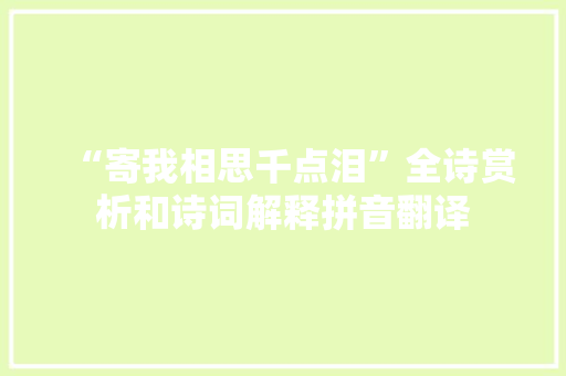 “寄我相思千点泪”全诗赏析和诗词解释拼音翻译