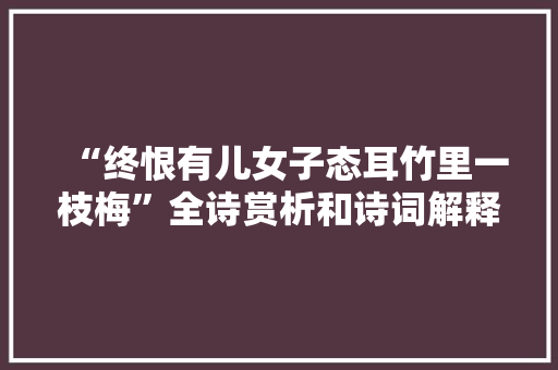 “终恨有儿女子态耳竹里一枝梅”全诗赏析和诗词解释拼音翻译
