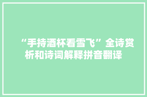 “手持酒杯看雪飞”全诗赏析和诗词解释拼音翻译