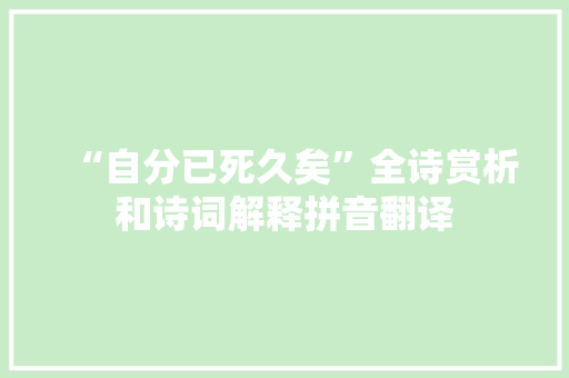 “自分已死久矣”全诗赏析和诗词解释拼音翻译