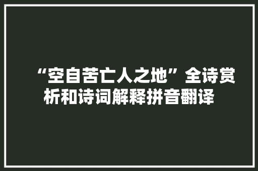 “空自苦亡人之地”全诗赏析和诗词解释拼音翻译