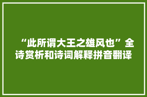 “此所谓大王之雄风也”全诗赏析和诗词解释拼音翻译