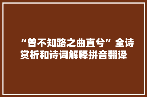 “曾不知路之曲直兮”全诗赏析和诗词解释拼音翻译